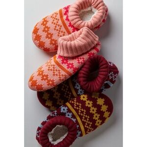 Free People Verloop Fairisle Slipper Socks Pink S/M